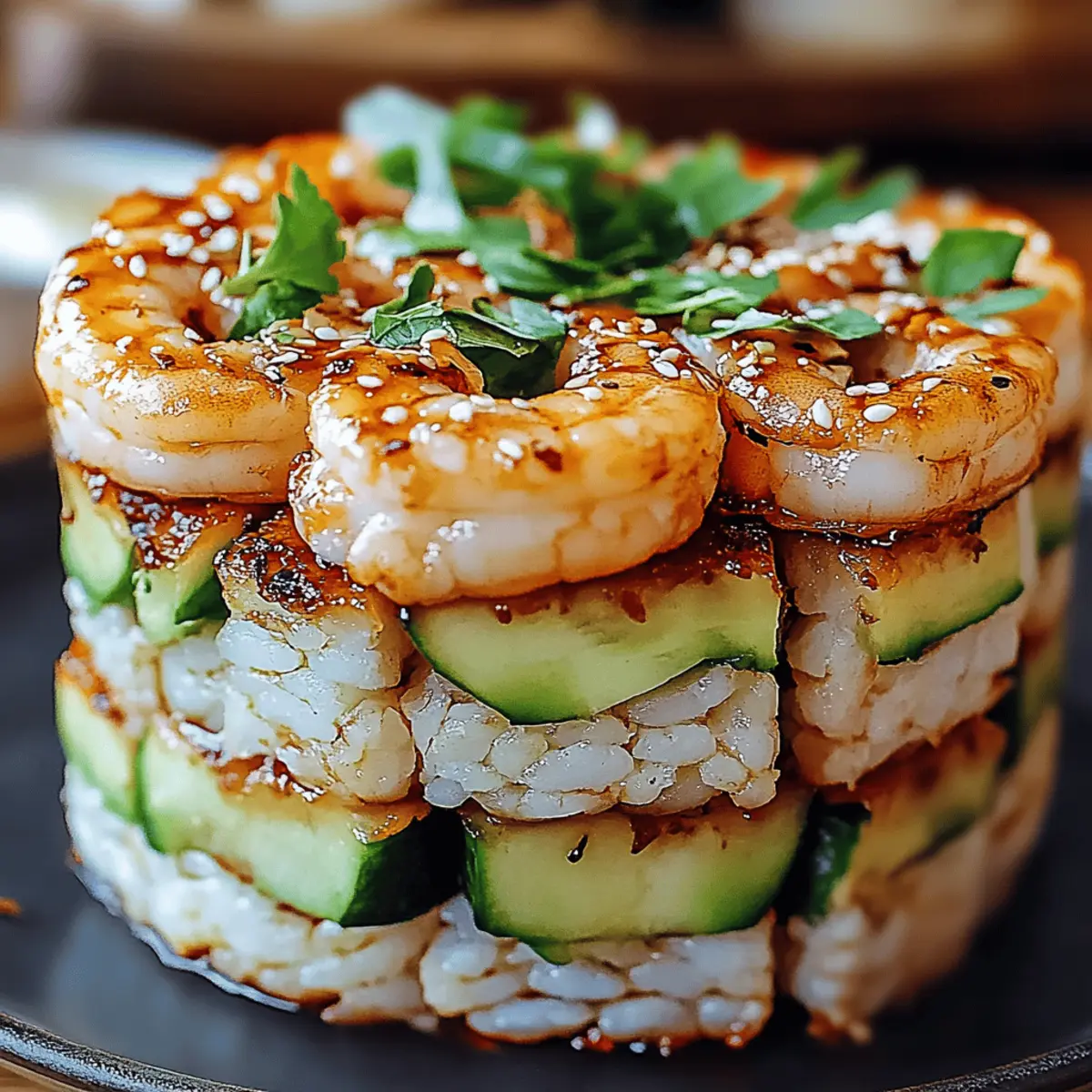 Spicy Shrimp Sushi Stacks