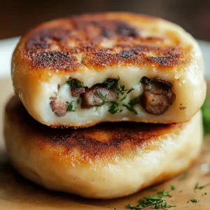 Mushroom Stuffed Potato Cakes