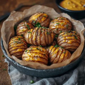 Oven-Baked Mini Hasselback Potatoes with Vegan Cajun Mayo