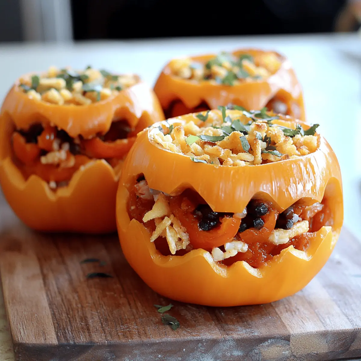 Shredded Chicken & Rice Stuffed Peppers
