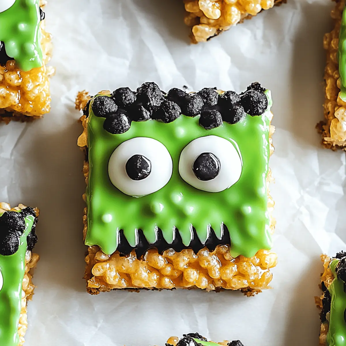 Frankenstein Rice Krispie Bars