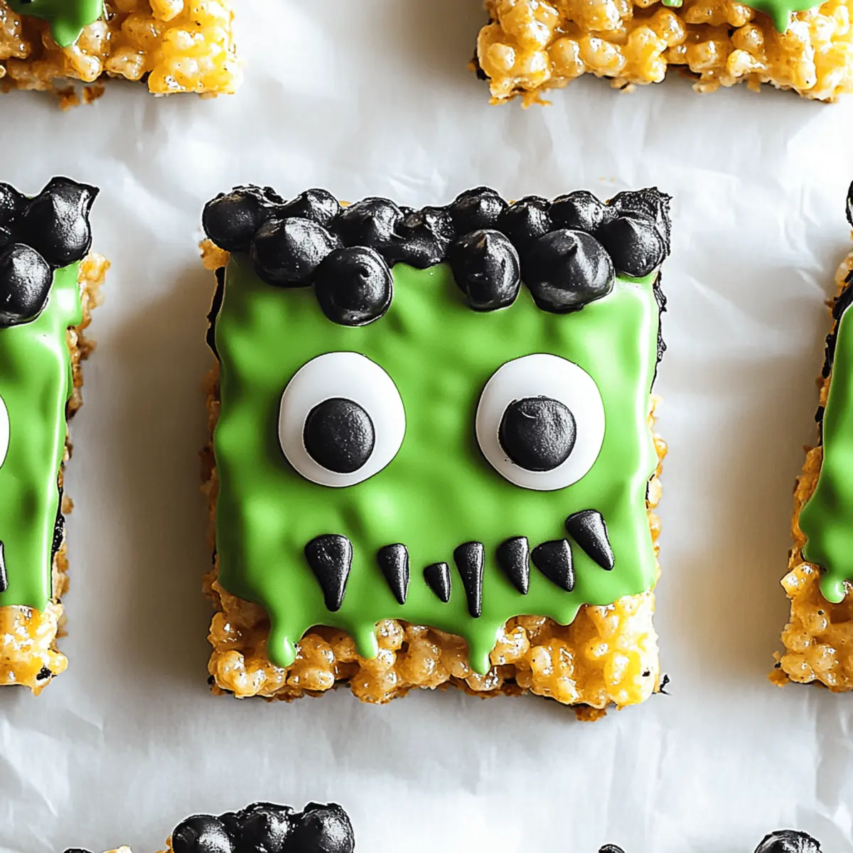 Frankenstein Rice Krispie Bars