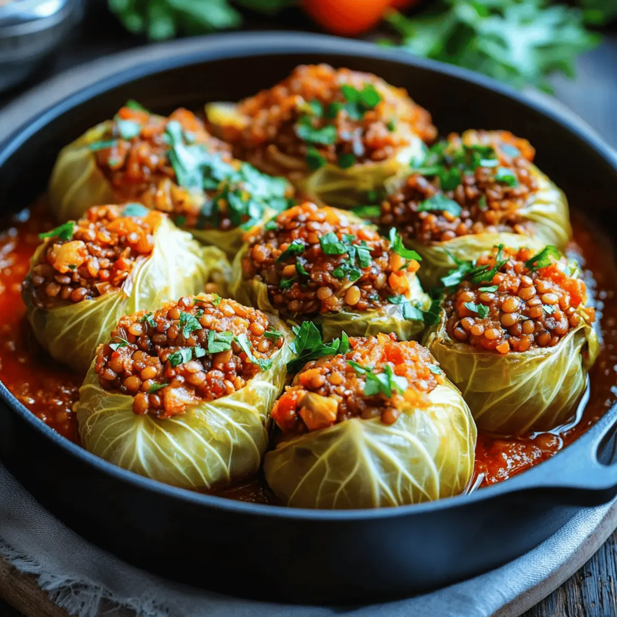 Lentil and Rice Stuffed Cabbage Rolls