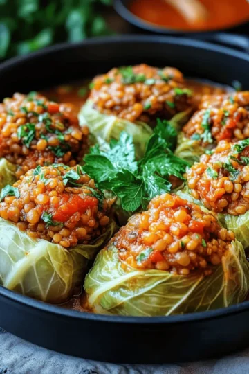 Lentil and Rice Stuffed Cabbage Rolls