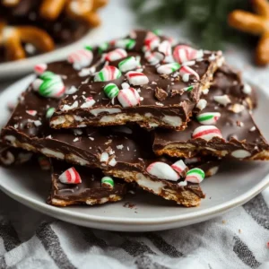 Peppermint Dark Chocolate Pretzel Bark