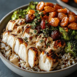 Maple Dijon Chicken & Roasted Sweet Potato Bowls