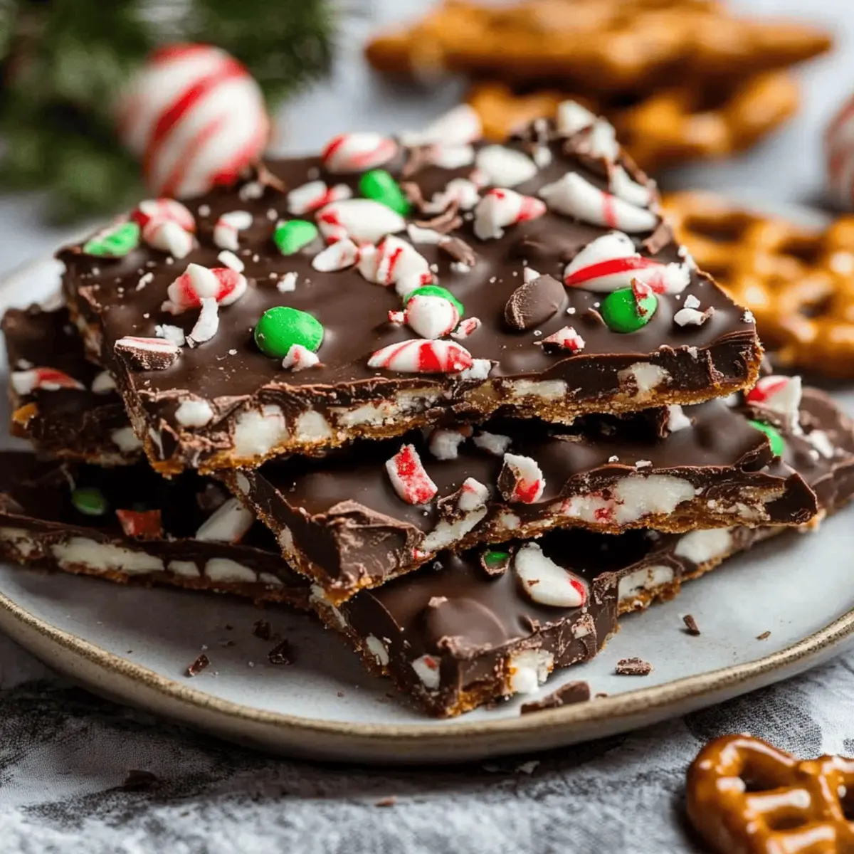 Peppermint Dark Chocolate Pretzel Bark