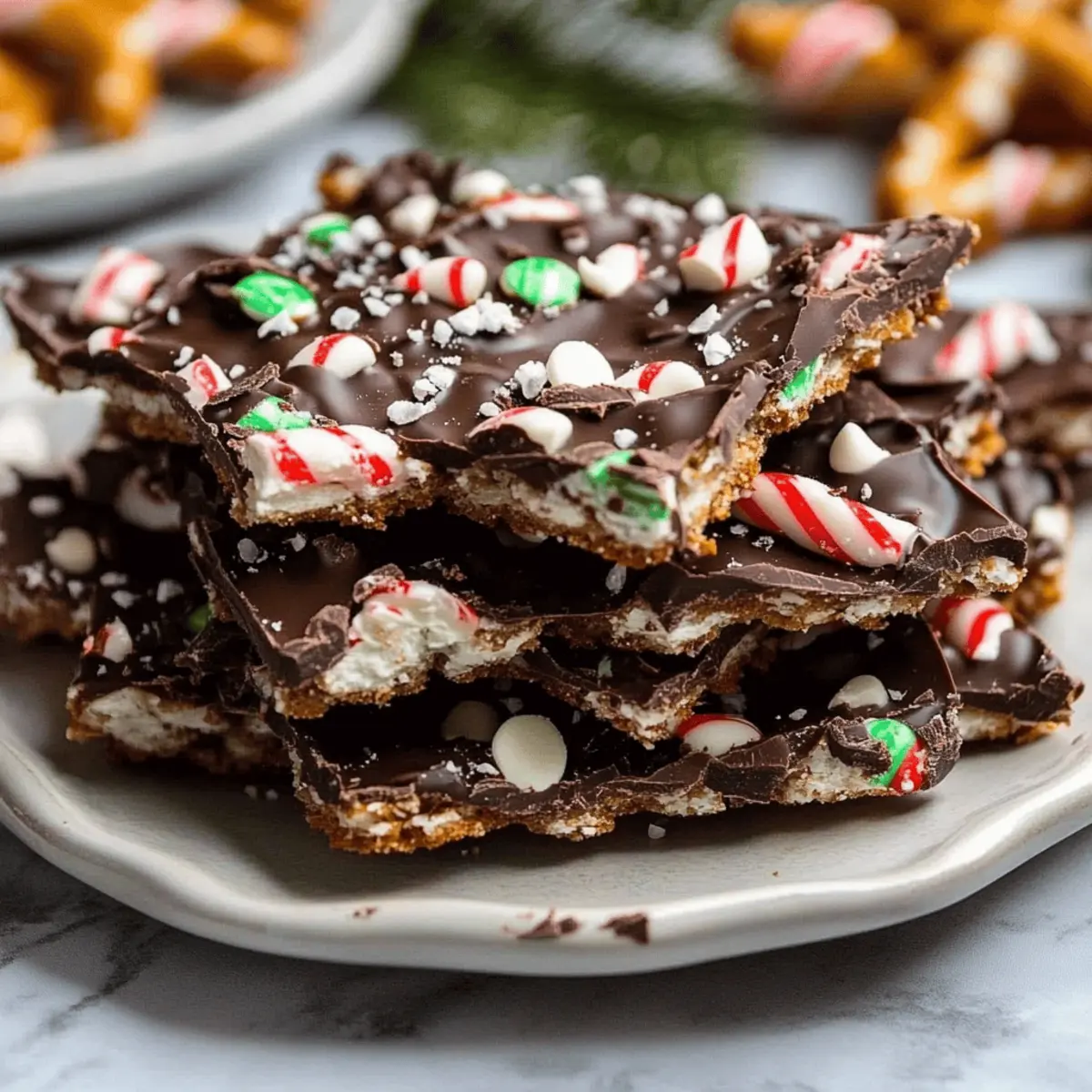 Peppermint Dark Chocolate Pretzel Bark
