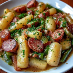 Crockpot Kielbasa and Green Beans