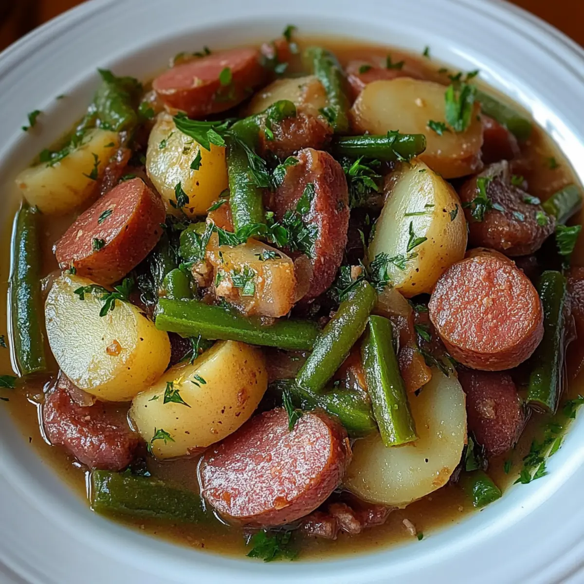 Crockpot Kielbasa and Green Beans