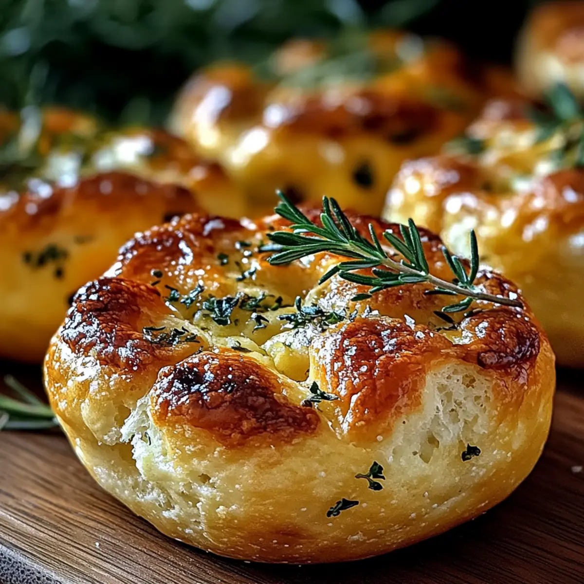 Garlic Rosemary Focaccia Muffins