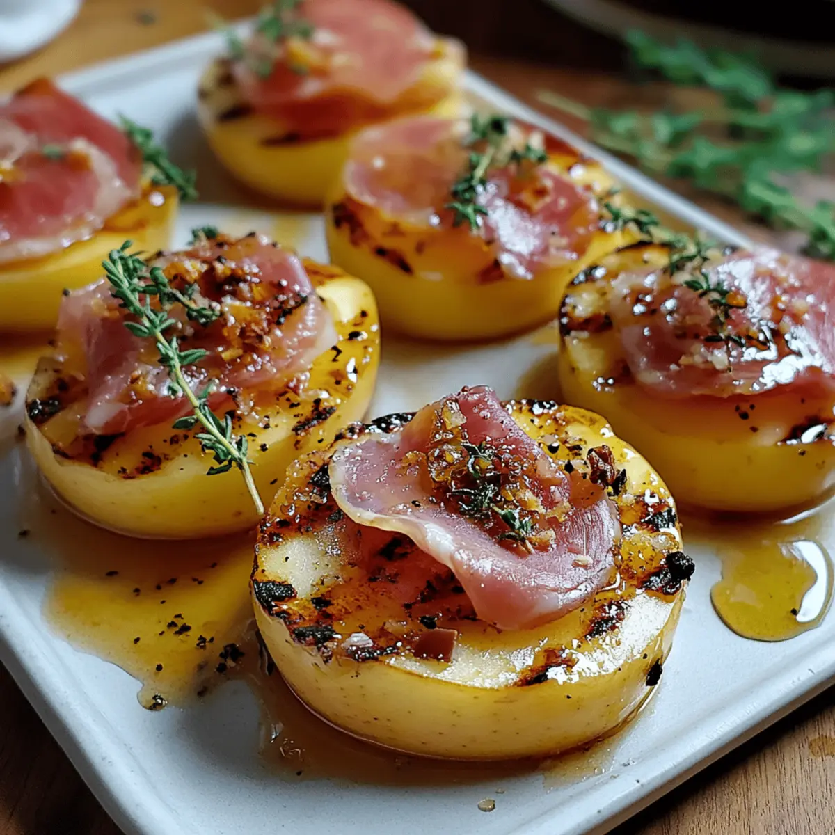 Grilled Apples with Prosciutto and Honey