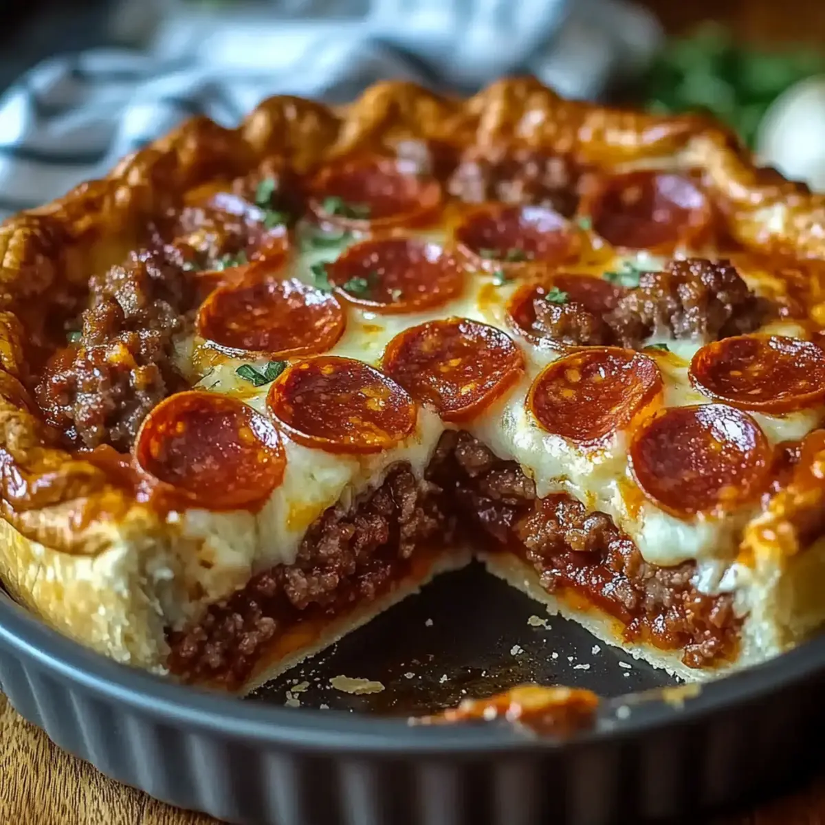 Hamburger Sausage & Pepperoni Pie
