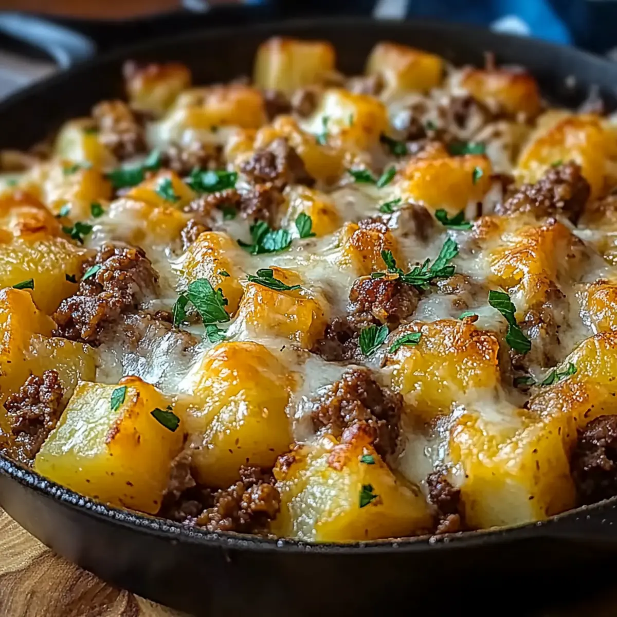 One-Pan Cheesy Meat & Potato Skillet