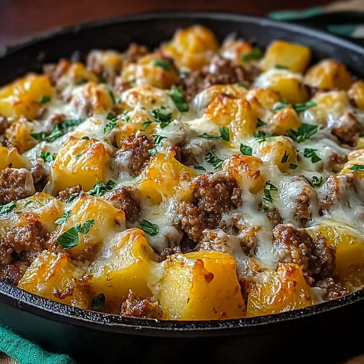 One-Pan Cheesy Meat & Potato Skillet