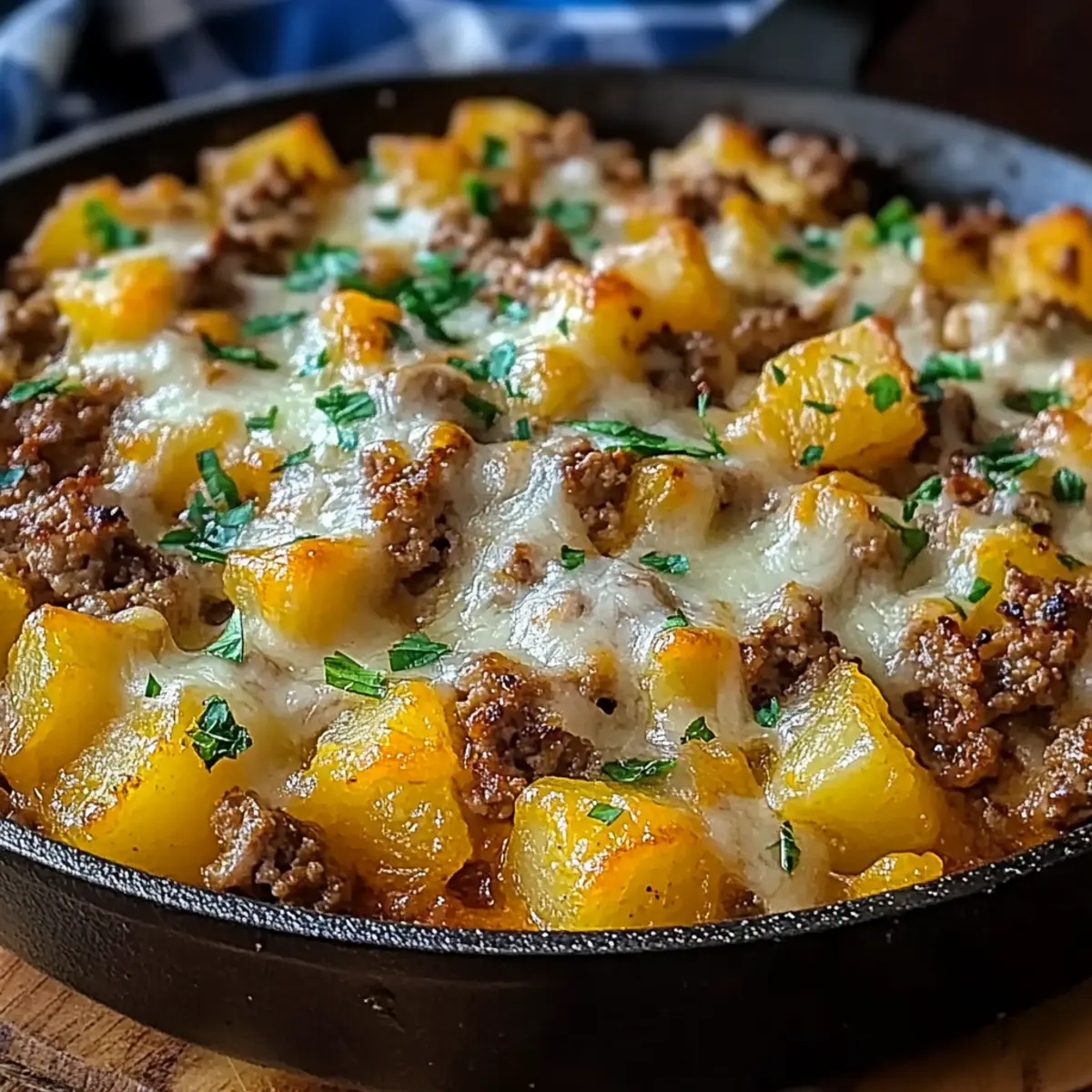 One-Pan Cheesy Meat & Potato Skillet